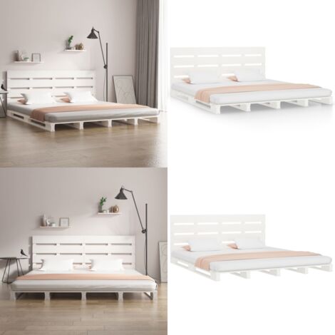 Giroletto Bianco Legno Massello di Pino 120x190 cm Small Double - Testiera per letto - Letto in legno