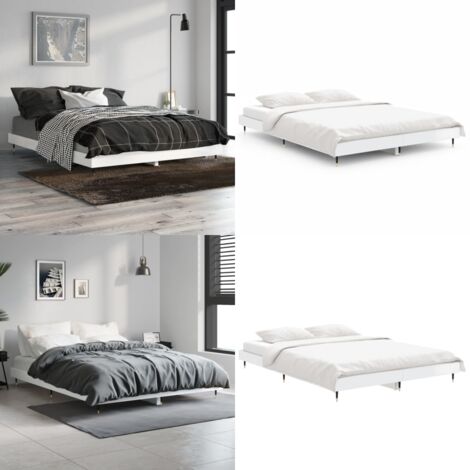 Giroletto Bianco Lucido 140x190 cm in Legno Multistrato - Letto in legno - Letto con doghe