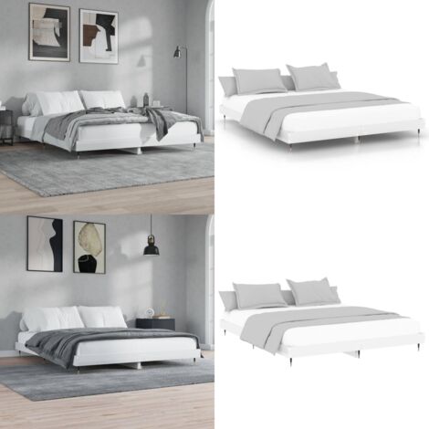 Giroletto Bianco Lucido 140x200 cm in Legno Multistrato - Letto in legno - Letto con gambe in metallo