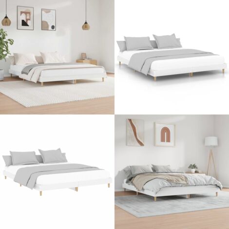 Giroletto Bianco Lucido 200x200 cm in Legno Multistrato - Letto in legno - Letto con doghe
