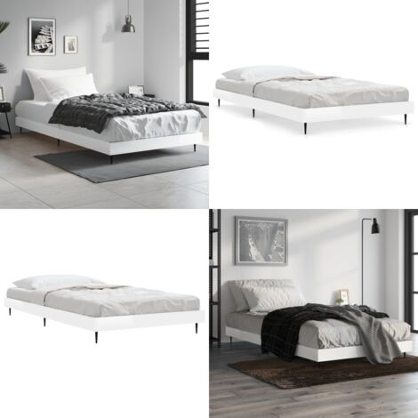 Giroletto Bianco Lucido 90x200 cm in Legno Multistrato - Letto in legno - Letto con gambe in metallo