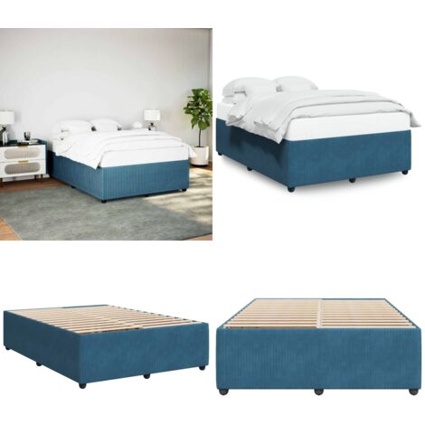 Giroletto Blu 160x200 cm in Velluto - Materasso - Letto