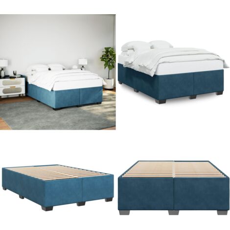 Giroletto Blu 160x200 cm in Velluto - Materasso - Letto