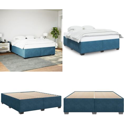 Giroletto Blu 180x200 cm in Velluto - Letto con doghe - Materasso per letto