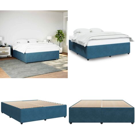 Giroletto Blu 180x200 cm in Velluto - Letto con doghe - Materasso per letto