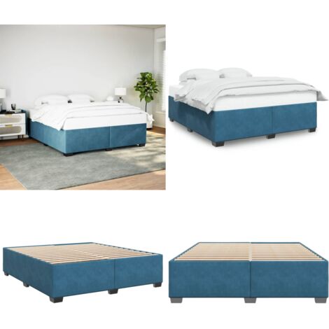 Giroletto Blu 200x200 cm in Velluto - Letto in velluto - Letto con doghe