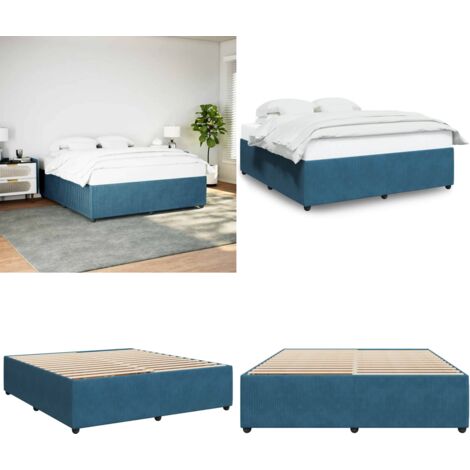 Giroletto Blu 200x200 cm in Velluto - Letto in velluto - Letto con doghe