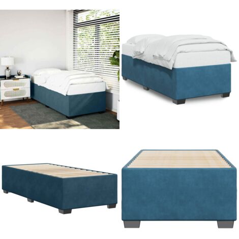 Giroletto Blu 80x200 cm in Velluto - Letto con doghe - Materasso per letto