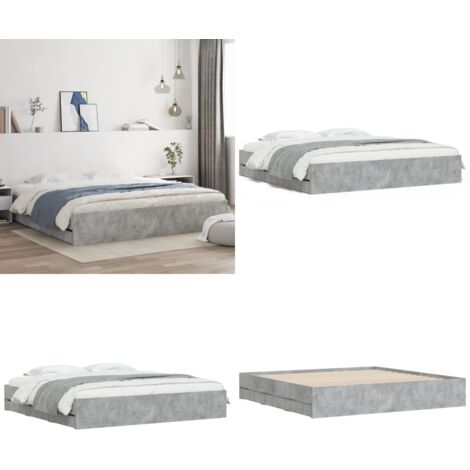 Giroletto Cassetti Grigio Cemento 180x200 cm Legno Multistrato - Cassetti letto - Letto con cassetti
