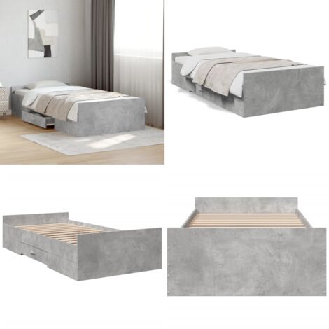 Giroletto Cassetti Grigio Cemento 75x190 cm Legno Multistrato - Cassetti letto - Letto con cassetti