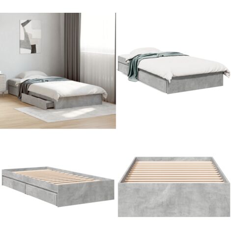 Giroletto Cassetti Grigio Cemento 90x190 cm Legno Multistrato - Cassetti letto - Letto con cassetti