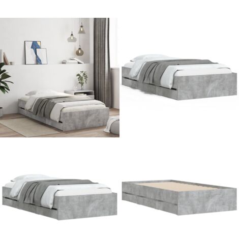 Giroletto Cassetti Grigio Cemento 90x200 cm Legno Multistrato - Letto con cassetti - Cassetti per letto