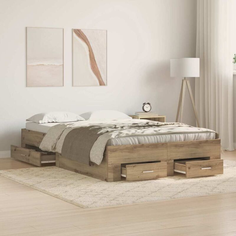 Telaio Del Letto Con Cassetti Rovere Artigianale 120 X 200 Cm Vidaxl
