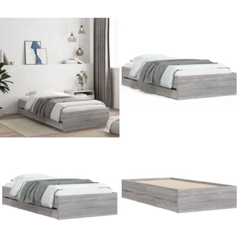Giroletto Cassetti Grigio Sonoma 100x200 cm Legno Multistrato - Cassetti letto - Letto con cassetti