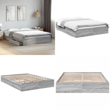 Giroletto Cassetti Grigio Sonoma 150x200 cm Legno Multistrato - Cassetti letto - Letto con cassetti