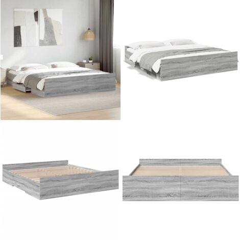 Giroletto Cassetti Grigio Sonoma 180x200 cm Legno Multistrato - Cassetti letto - Letto con cassetti