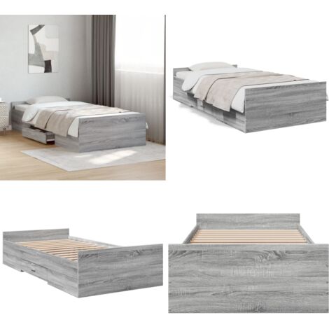 Giroletto Cassetti Grigio Sonoma 75x190 cm Legno Multistrato - Cassetti letto - Letto con cassetti