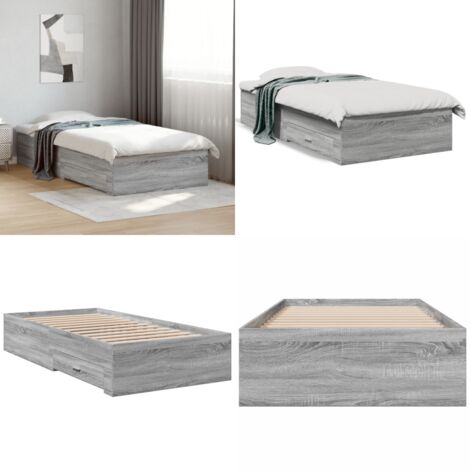 Giroletto Cassetti Grigio Sonoma 75x190 cm Legno Multistrato - Cassetti letto - Letto con cassetti