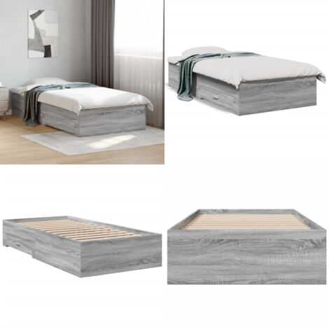 Giroletto Cassetti Grigio Sonoma 90x200 cm Legno Multistrato - Cassetti letto - Letto con cassetti