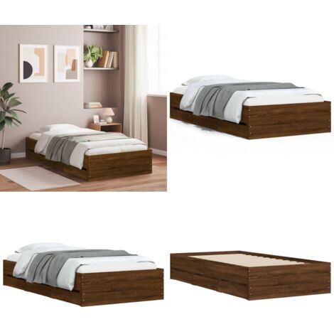 Giroletto Cassetti Rovere Marrone 75x190 cm Legno Multistrato - Cassetti letto - Letto con cassetti