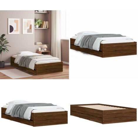 Giroletto Cassetti Rovere Marrone 90x200 cm Legno Multistrato - Cassetti letto - Letto con cassetti