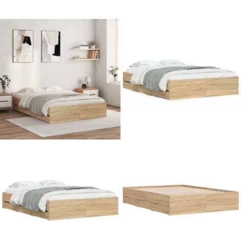 Giroletto Cassetti Rovere Sonoma 120x190 cm Legno Multistrato - Cassetti letto - Letto con cassetti