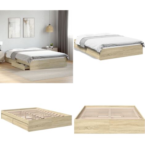 Giroletto Cassetti Rovere Sonoma 140x190 cm Legno Multistrato - Cassetti letto - Letto con cassetti