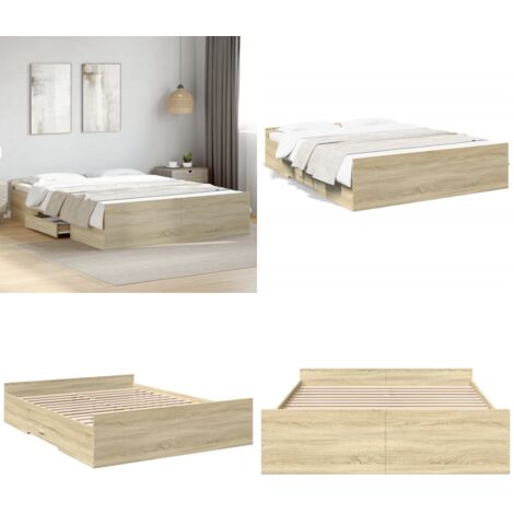 Giroletto Cassetti Rovere Sonoma 150x200 cm Legno Multistrato - Cassetti letto - Letto con cassetti