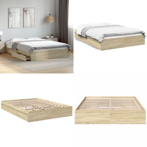 Giroletto Cassetti Rovere Sonoma 160x200 cm Legno Multistrato - Cassetti per letto - Letto con cassetto