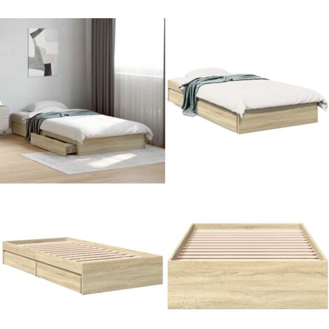 Giroletto Cassetti Rovere Sonoma 75x190 cm Legno Multistrato - Cassetti letto - Letto con cassetti