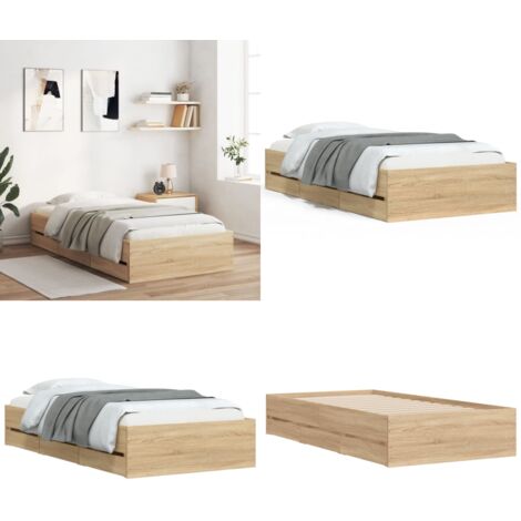Giroletto Cassetti Rovere Sonoma 90x190 cm Legno Multistrato - Cassetti per letto - Letto con cassetti