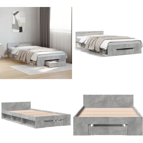 Giroletto Cassetto Grigio Cemento 90x190 cm Legno Multistrato - Cassetto letto - Letto con cassetto