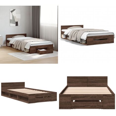 Giroletto Cassetto Rovere Marrone 75x190 cm Legno Multistrato - Cassetto letto - Letto con cassetto