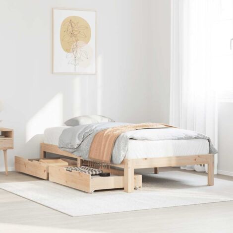 Giroletto con Cassetti 100x200 cm Legno Massello di Pino vidaXL