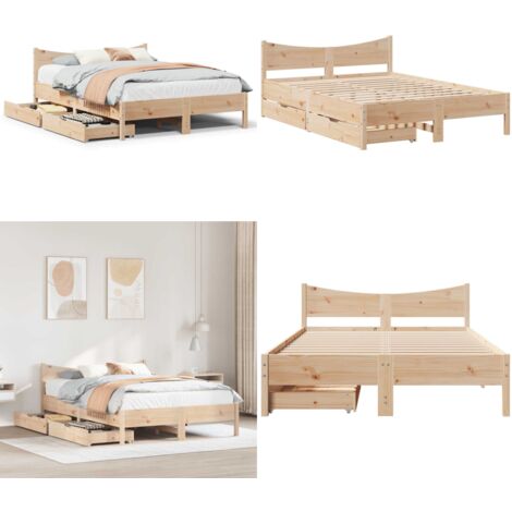 Giroletto con Cassetti 120x190 cm in Legno Massello di Pino - Letto con cassetti - Letto in legno