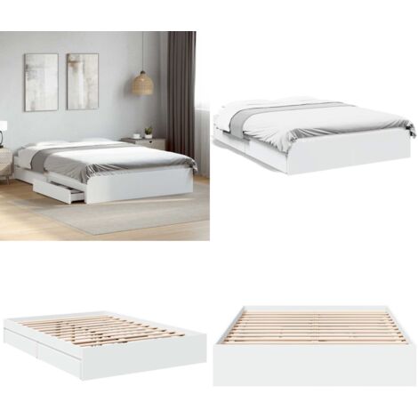 Giroletto con Cassetti Bianco 120x200 cm in Legno Multistrato - Letto con cassetto - Cassetto per letto