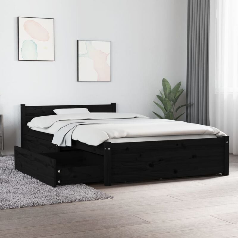 Letto adulto, Giroletto con Cassetti, Letto singolo, Contenitori sotto il letto Nero 90x200 cm Vidaxl