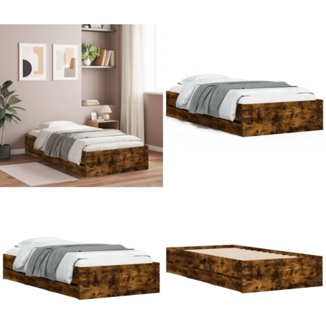 Giroletto con Cassetti Rovere Fumo 90x200 cm Legno Multistrato - Letto con cassetti - Cassetti per letto