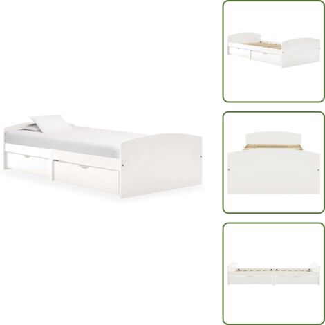 Giroletto con cassetti - vidaXL Giroletto con 2 Cassetti Bianco in Legno di Pino 90x200 cm - Letto con doghe