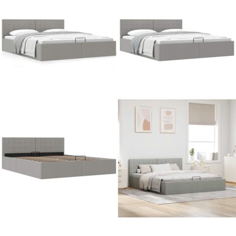 Giroletto con Contenitore  Grigio Chiaro in Tessuto 180x200 cm - Letto matrimoniale - Letto con contenitore