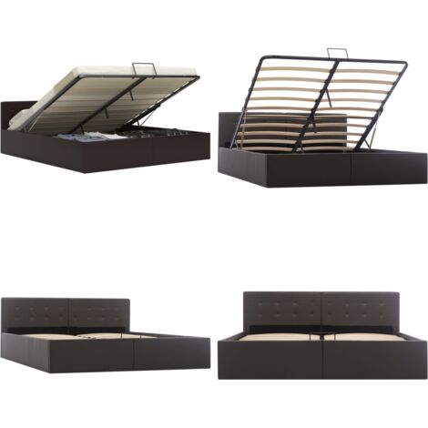 Giroletto con Contenitore Idraulico Grigio Similpelle 160x200cm - Letto matrimoniale - Contenitore idraulico