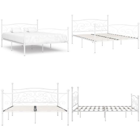 Giroletto con Doghe Bianco in Metallo 200x200 cm - Doghe per letto - Letto con doghe