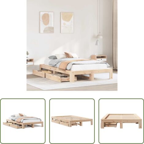 Giroletto con doghe -  Giroletto senza Materasso 120x190 cm in Legno Massello di Pino