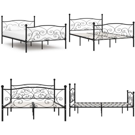 Giroletto con Doghe Nero in Metallo 120x200 cm - Doghe per letto - Letto con doghe