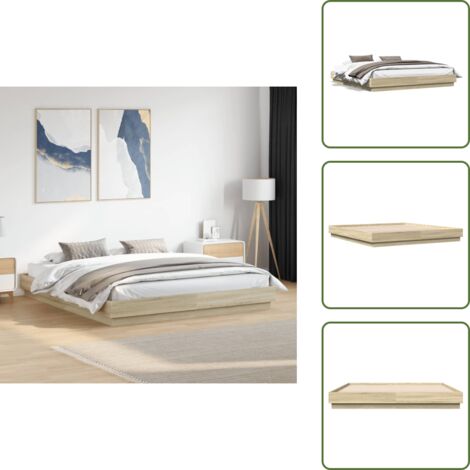 Giroletto con doghe - vidaXL Giroletto Rovere Sonoma 200x200 cm in Legno Multistrato - Letto con telaio in legno