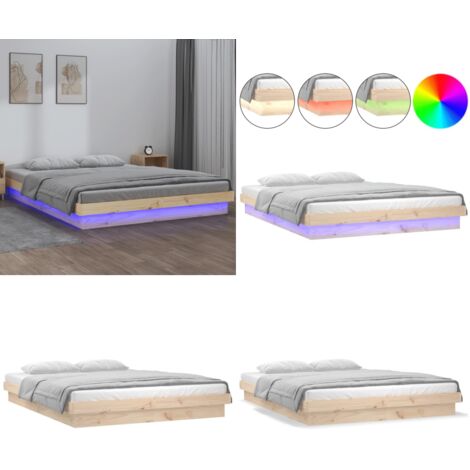 Giroletto con LED 120x190 cm Small Double in Legno Massello - Letto in legno - Luci LED