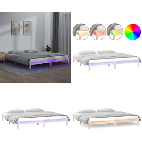 Giroletto con LED 120x190 cm Small Double in Legno Massello - Luci LED - Letto con luci