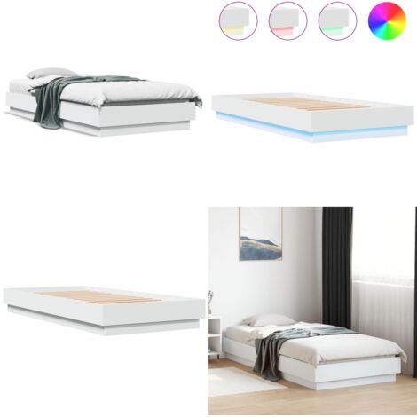 Giroletto con LED Bianco 100x200 cm - Letto con luci RGB - Letto con LED
