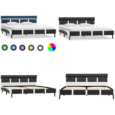Giroletto con LED Bianco in Similpelle 160x200 cm - Letto con striscia luminosa - Letto in MDF