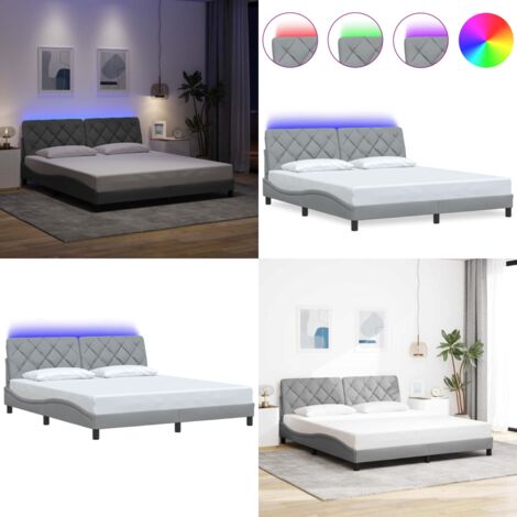 Giroletto con LED senza Materasso 180x200 cm in Tessuto - Materasso - Letto con luci
